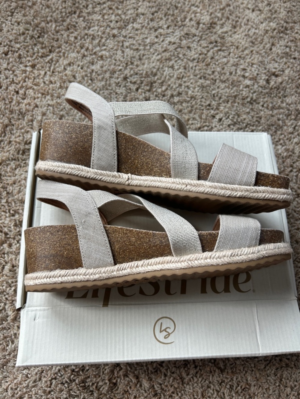 Life Stride Women's Neutral Tan Crisscross Slingback Sandals - Picture 5 of 7